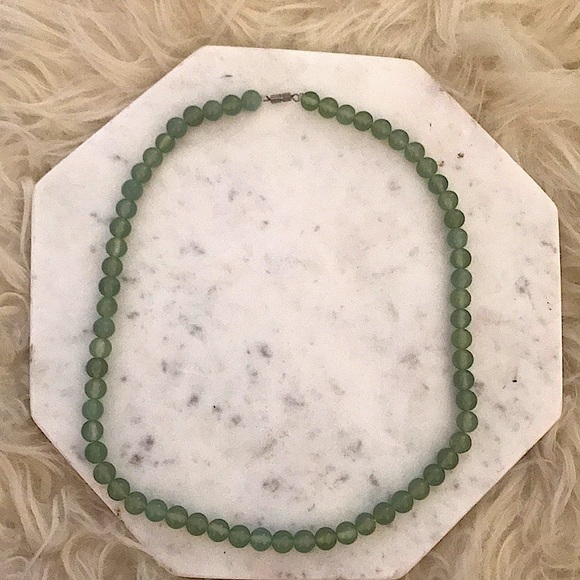 Green handmade jade beaded 15” necklace authentic Chinese - Picture 1 of 5